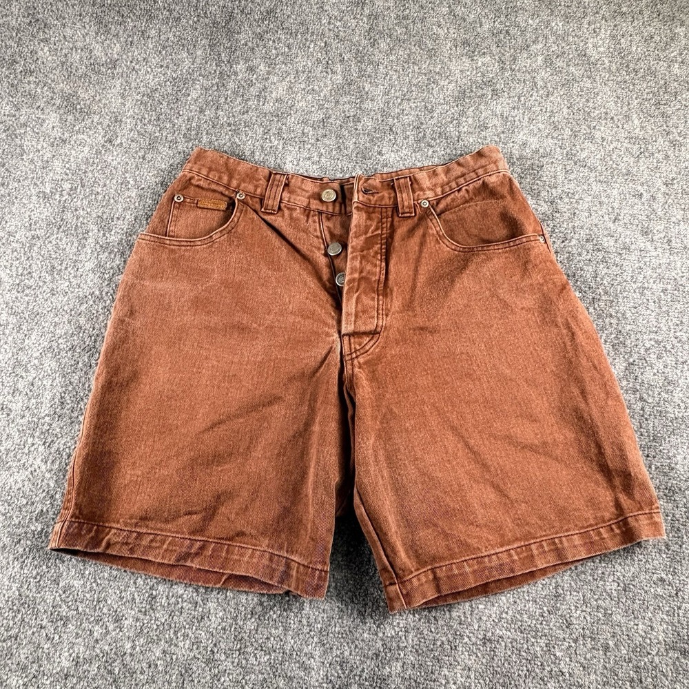 VTG 90s Lassen Hawaii Denim Shorts Mens 30 Brown Baggy Skate Grunge Button Fly